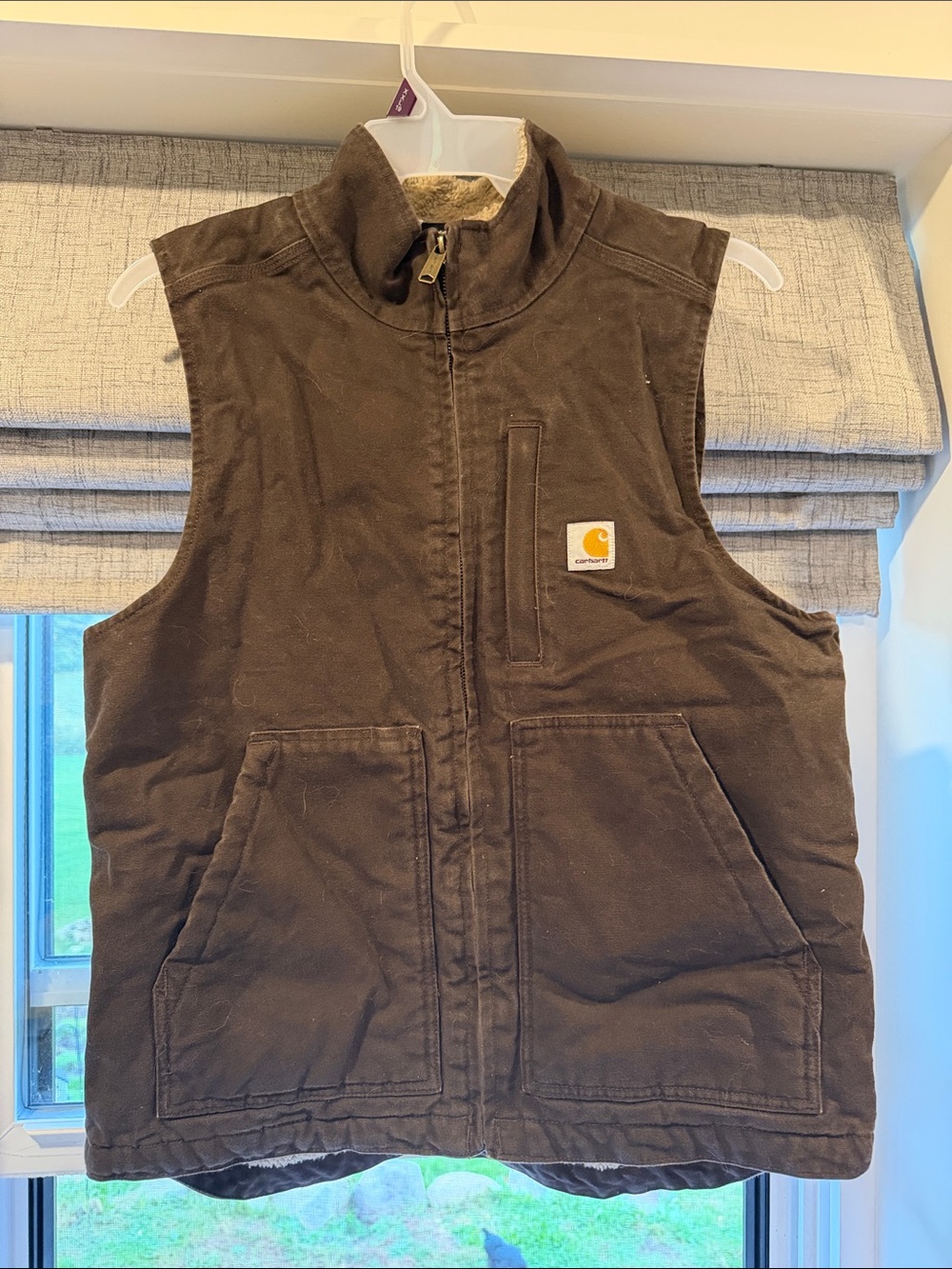 Carhartt Kids Dark Brown Sherpa-Lined Canvas Vest